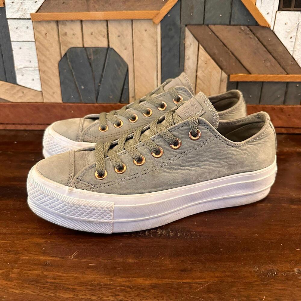 Converse Chuck Taylor All Star Lift Low 'Dark Stucco' Nubuck Leather Sneaker 7.5